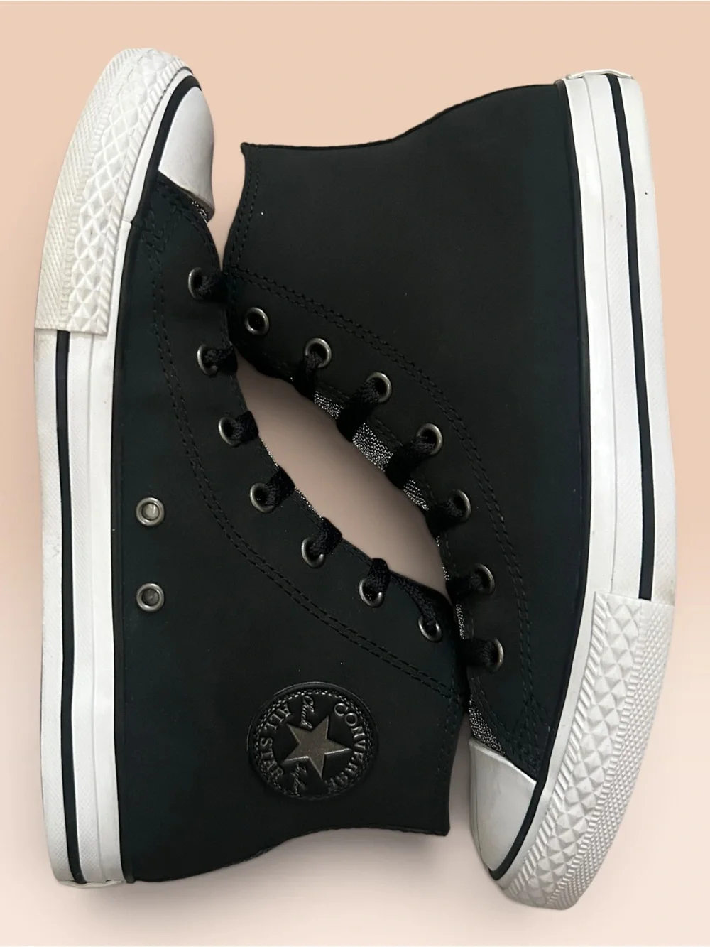 Converse Chuck Taylor Graphite Glitter Leather High Top Sneakers Youth Size 5